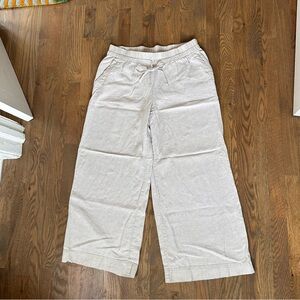 Light Tan Wide Leg Drawstring Pants with a linen feel, size large